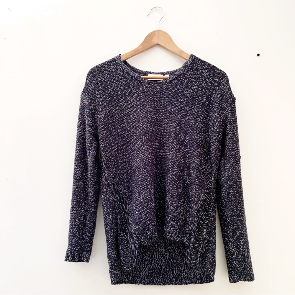 RD Style Distressed Navy Blue Speckled Sweater